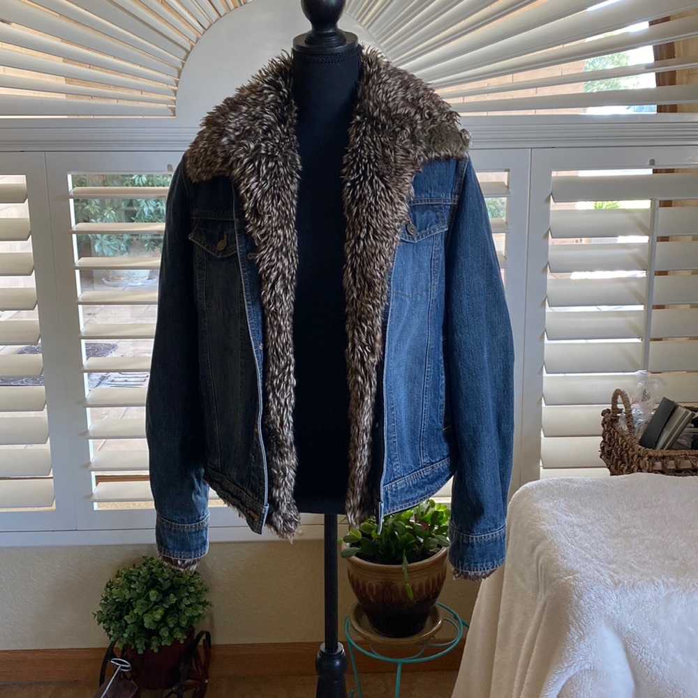 Faux fur lined jean jacket